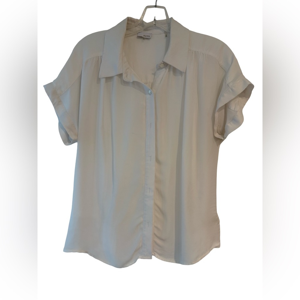 Ecru white Button Front Blouse | Medium | 100% Viscose women’s